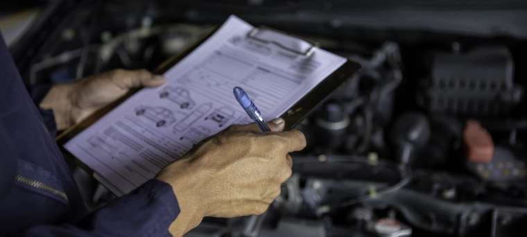 Mechanic with an MOT checklist